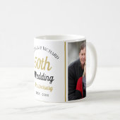 Personalized 50th Gold Anniversary 2 Photo Collage Kaffeetasse (VorderseiteRechts)