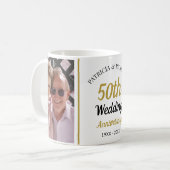 Personalized 50th Gold Anniversary 2 Photo Collage Kaffeetasse (Vorderseite Links)