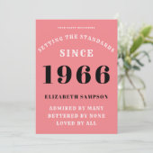 Personalized 60th Birthday 1966 Add Your Name Pink Einladung (Stehend Vorderseite)