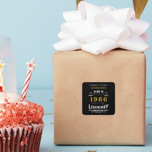 Personalized 60th Birthday Add Name 1966 Legend Quadratischer Aufkleber