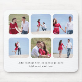 Personalized 6 Photo Collage with Custom Text Mousepad