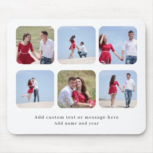 Personalized 6 Photo Collage with Custom Text Mousepad (Vorne)
