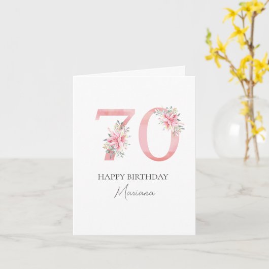Personalized 70 years old card karte (Gelbe Blume)