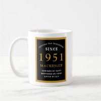 Personalized 70th Birthday 1951 Elegant Black Gold