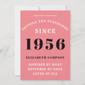 Personalized 70th Birthday 1956 Add Your Name Pink Einladung (Vorderseite)