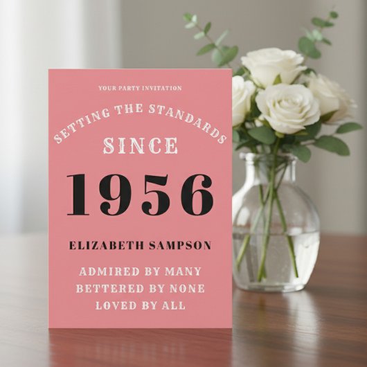 Personalized 70th Birthday 1956 Add Your Name Pink Einladung