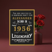Personalized 70th Birthday 1956 Black Gold Legend Einladung