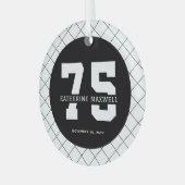 Personalized 75th Birthday Modern and Elegant Ornament Aus Glas (Vorderseite links)