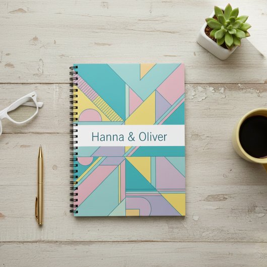 Personalized 80s Memphis Style Geometric Notebook Notizblock