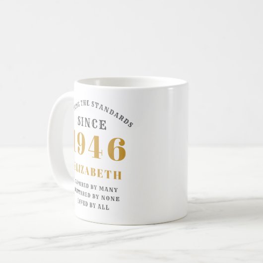 Personalized 80th Birthday 1946 Add Name Elegant Kaffeetasse (Vorderseite Links)