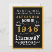 Personalized 80th Birthday 1946 Black Gold Legend Einladung (Vorderseite)