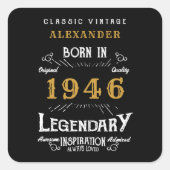 Personalized 80th Birthday Add Name 1946 Legend Quadratischer Aufkleber (Vorderseite)