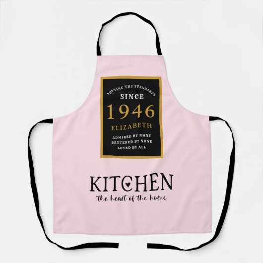 Personalized 80th Birthday Cook Chef Baker Pink Schürze (Vorderseite)