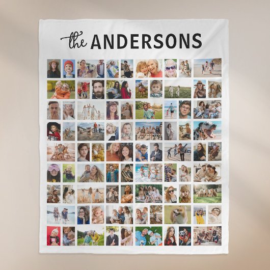 Personalized 81 Photo Collage White Fleecedecke