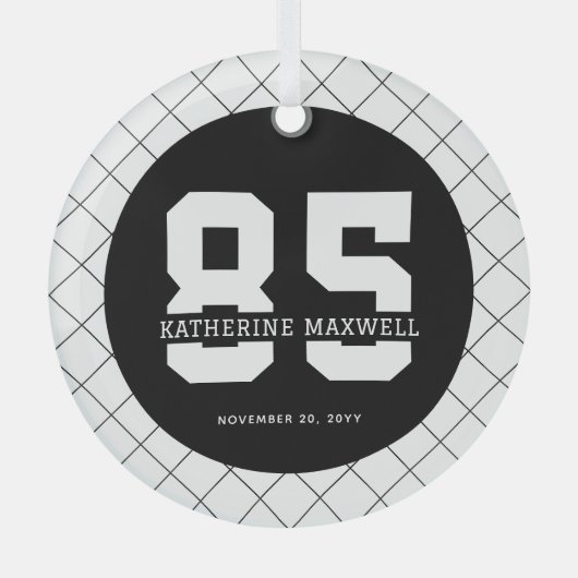 Personalized 85th Birthday Modern and Elegant   Ornament Aus Glas (Vorderseite)