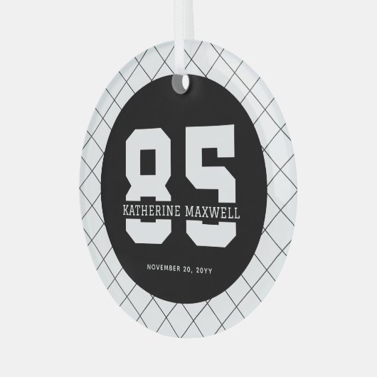 Personalized 85th Birthday Modern and Elegant   Ornament Aus Glas (Vorderseite links)
