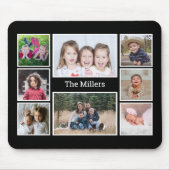 Personalized 8 Foto Family Name Black Mousepad (Vorne)