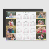 Personalized 8 Photo Collage 2026 Family Calendar Magnetkarte (Vorne/Hinten)