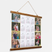 Personalized 8 Photo Collage 2026 Family Calendar Wandteppich Mit Holzrahmen (Gewinkelt)