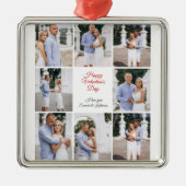 Personalized 8 Photo Collage Valentine's Day Metal Ornament Aus Metall (Vorne)