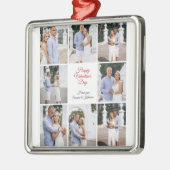 Personalized 8 Photo Collage Valentine's Day Metal Ornament Aus Metall (Links)