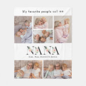 Personalized 8 Photo Floral Alphabet Nana Fleecedecke (Vorderseite)