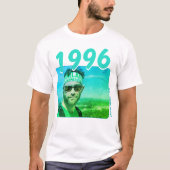 Personalized 90s Birthday Shirt, Neon Blue Photo T-Shirt (Vorderseite)