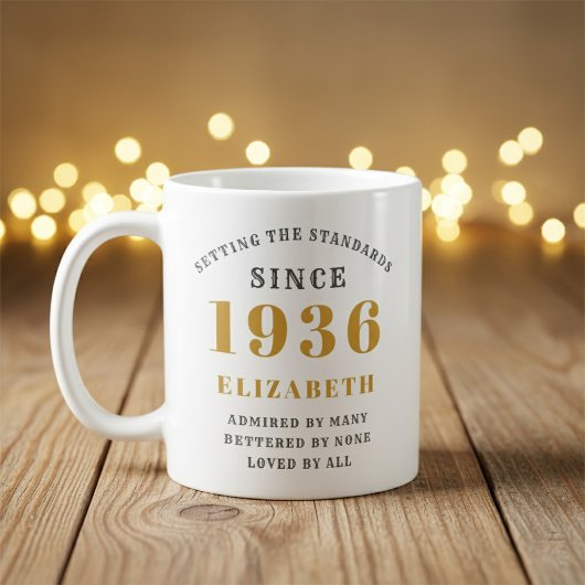 Personalized 90th Birthday 1936 Add Name Elegant Kaffeetasse