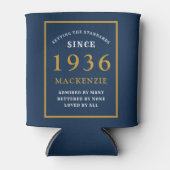 Personalized 90th Birthday 1936 Elegant Blue Gold Dosenkühler (Vorderseite)