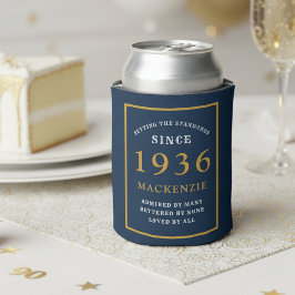 Personalized 90th Birthday 1936 Elegant Blue Gold Dosenkühler