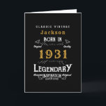 Personalized 90th Birthday Born 1931 Vintage Black Karte<br><div class="desc">A personalized classic birthday card for that birthday celebration for somebody born in 1931. Add the name to this vintage retro style black, white and gold design for a custom birthday gift. Easily edit the name and year with the template provided. A wonderful custom black birthday gift. More gifts and...</div>