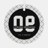 Personalized 90th Birthday Modern and Elegant Ornament Aus Glas (Rückseite)