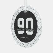 Personalized 90th Birthday Modern and Elegant Ornament Aus Glas (Vorderseite links)