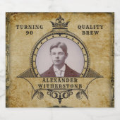 Personalized 90th Birthday Vintage Foto Template Bierflaschenetikett (Einzelnes Label)