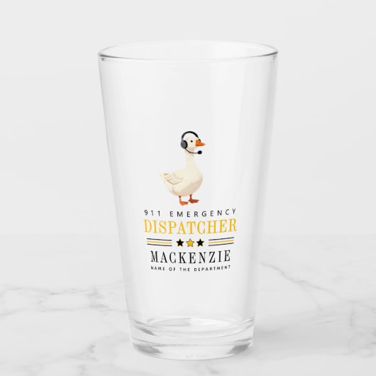 Personalized 911 Dispatcher Goose With Headset Glas (Vorderseite)
