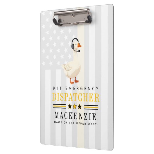 Personalized 911 Dispatcher Goose With Headset Klemmbrett (Links)