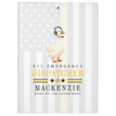 Personalized 911 Dispatcher Goose With Headset Klemmbrett (Rückseite)