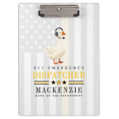 Personalized 911 Dispatcher Goose With Headset Klemmbrett (Vorderseite)