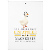Personalized 911 Dispatcher Goose With Headset Klemmbrett (Rückseite)
