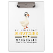 Personalized 911 Dispatcher Goose With Headset Klemmbrett (Vorderseite)