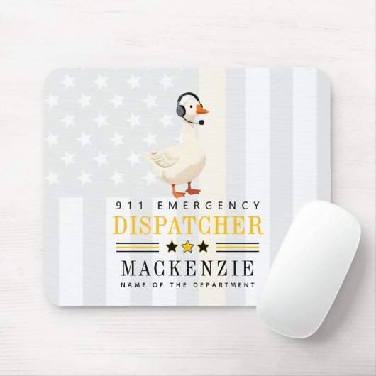 Personalized 911 Dispatcher Goose With Headset Mousepad (Mit Mouse)