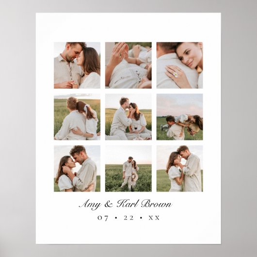 Personalized 9 Photo Couples Collage Poster (Vorne)