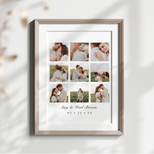Personalized 9 Photo Couples Collage Poster