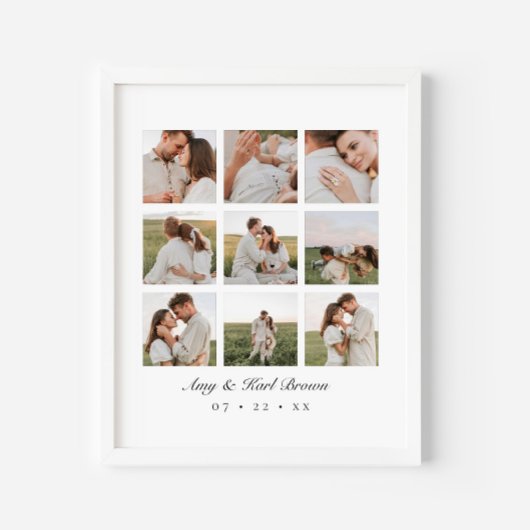 Personalized 9 Photo Couples Collage Poster