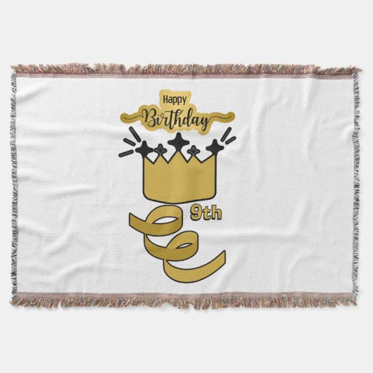  Personalized 9th Birthday King Crown Design Decke (Vorderseite)