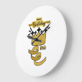 Personalized 9th Birthday King Crown Design Große Wanduhr (Winkel)
