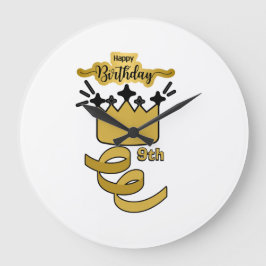 Personalized 9th Birthday King Crown Design Große Wanduhr