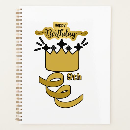  Personalized 9th Birthday King Crown Design Planer (Vorderseite)