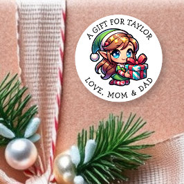 Personalized a Gift for You Christmas Gift Tags Runder Aufkleber