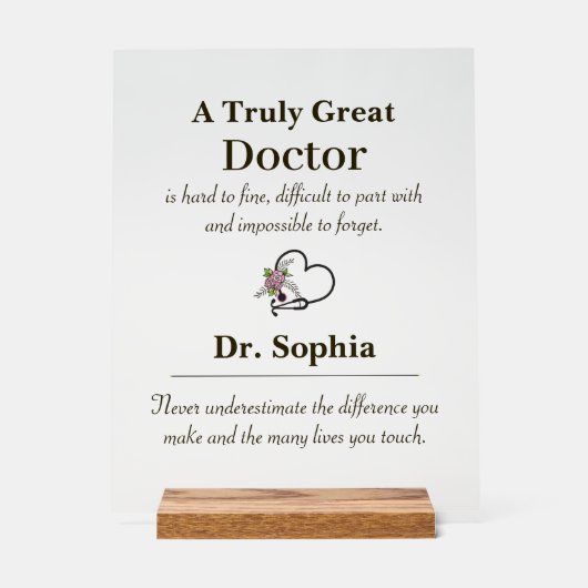 Personalized A Truly Great Doctor Appreciation  Acrylschild (Vorderseite)